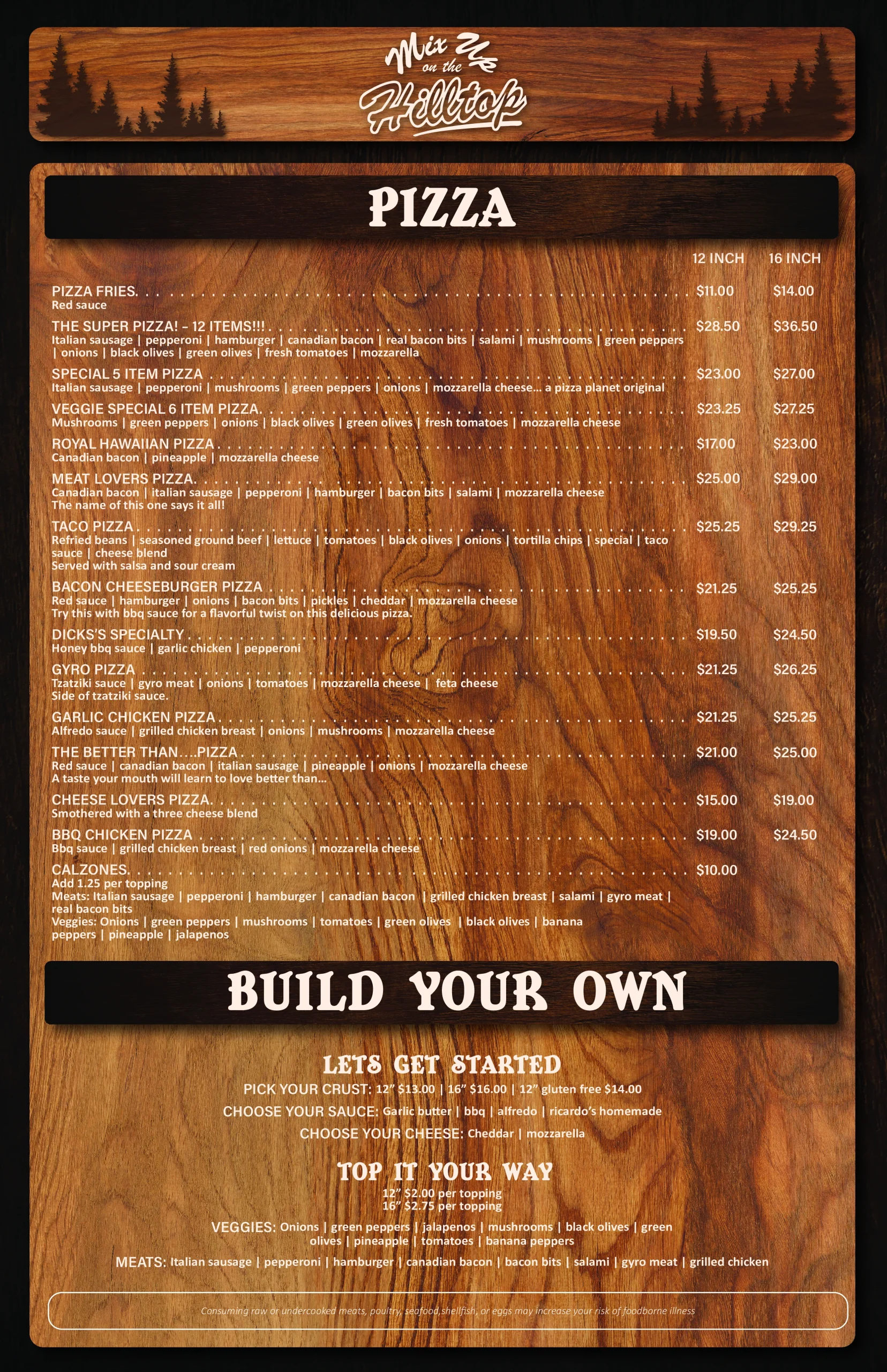 Mixed up Hilltop Pizza